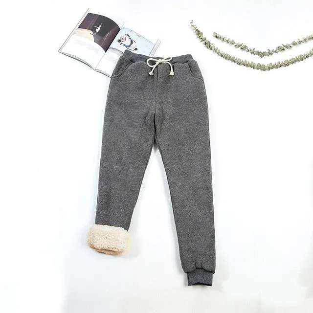 2021 BEFORW Autumn Winter Women Fleece Sweatpants Casual Thick Velvet Sizes S - XXXL