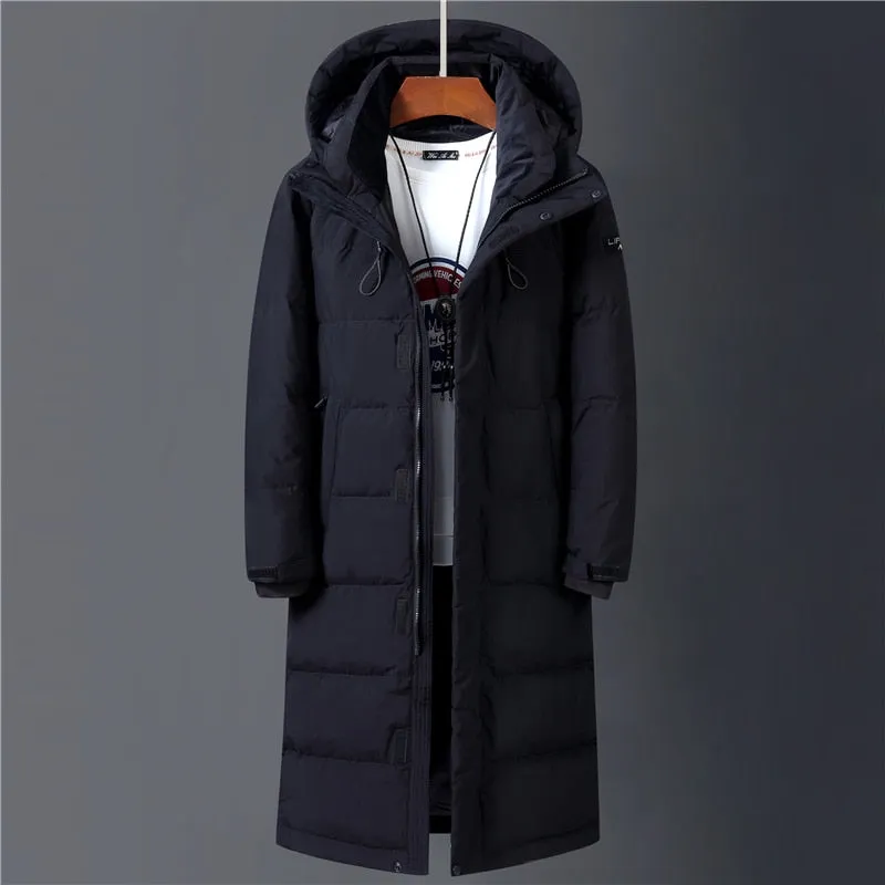 2022 Winter 90% White Duck Down Jacket Men Hooded Fashion High Quality Winter Coat Men Long Thicken Warm Down Coat Black Parkas