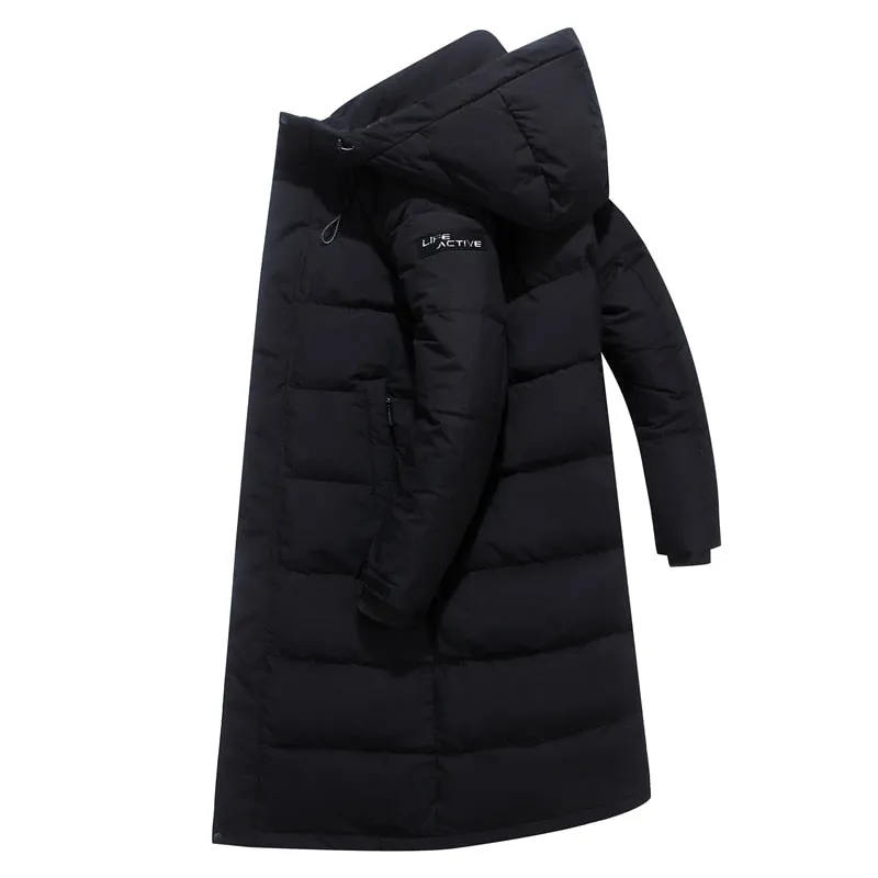 2022 Winter 90% White Duck Down Jacket Men Hooded Fashion High Quality Winter Coat Men Long Thicken Warm Down Coat Black Parkas