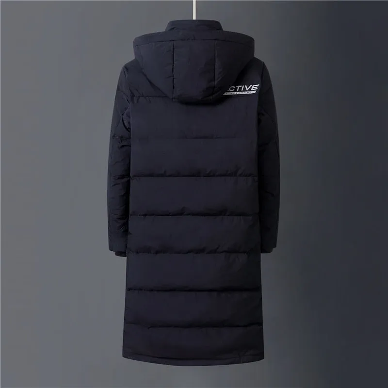 2022 Winter 90% White Duck Down Jacket Men Hooded Fashion High Quality Winter Coat Men Long Thicken Warm Down Coat Black Parkas