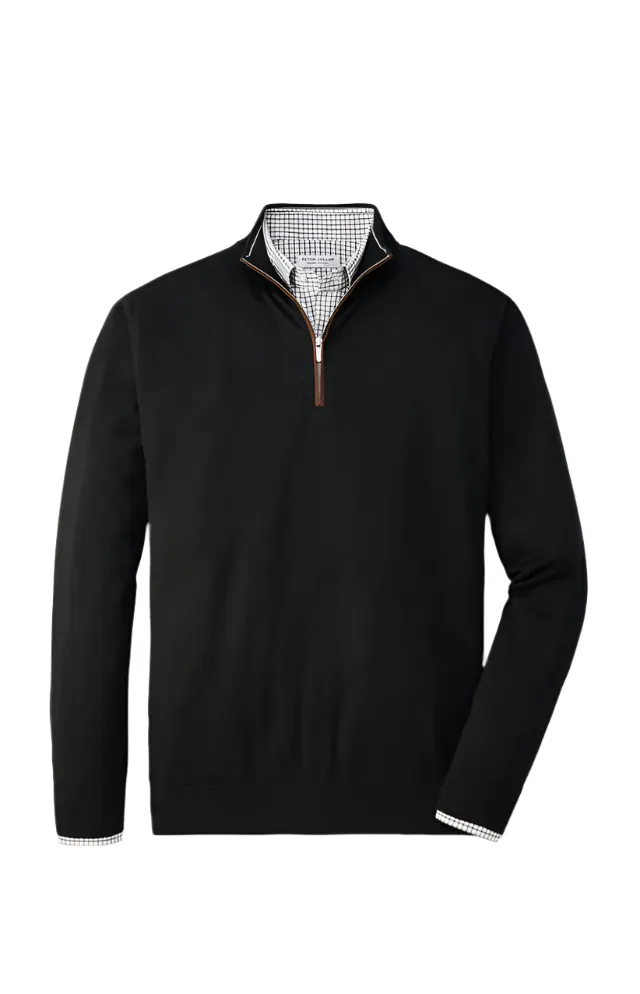 Autumn Crest Suede Trim 1/4 Zip Pullover Blk