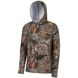 BASSDASH Men's UPF 50  Lightweight Hunting Camo Hoodie Quick Dry Performance Long Sleeve Fishing Shirt with Hood FS30M