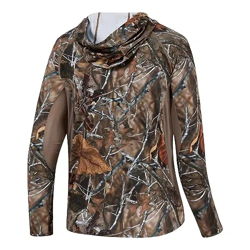 BASSDASH Men's UPF 50  Lightweight Hunting Camo Hoodie Quick Dry Performance Long Sleeve Fishing Shirt with Hood FS30M