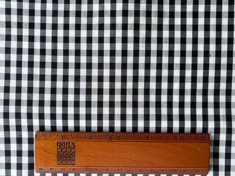 Classic Black & White 1-4" Gingham Checks Pima Cotton (Made in Italy)