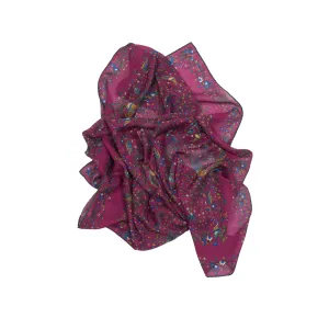 Drake's Magenta Birds of Paradise Print Wool-Silk Scarf