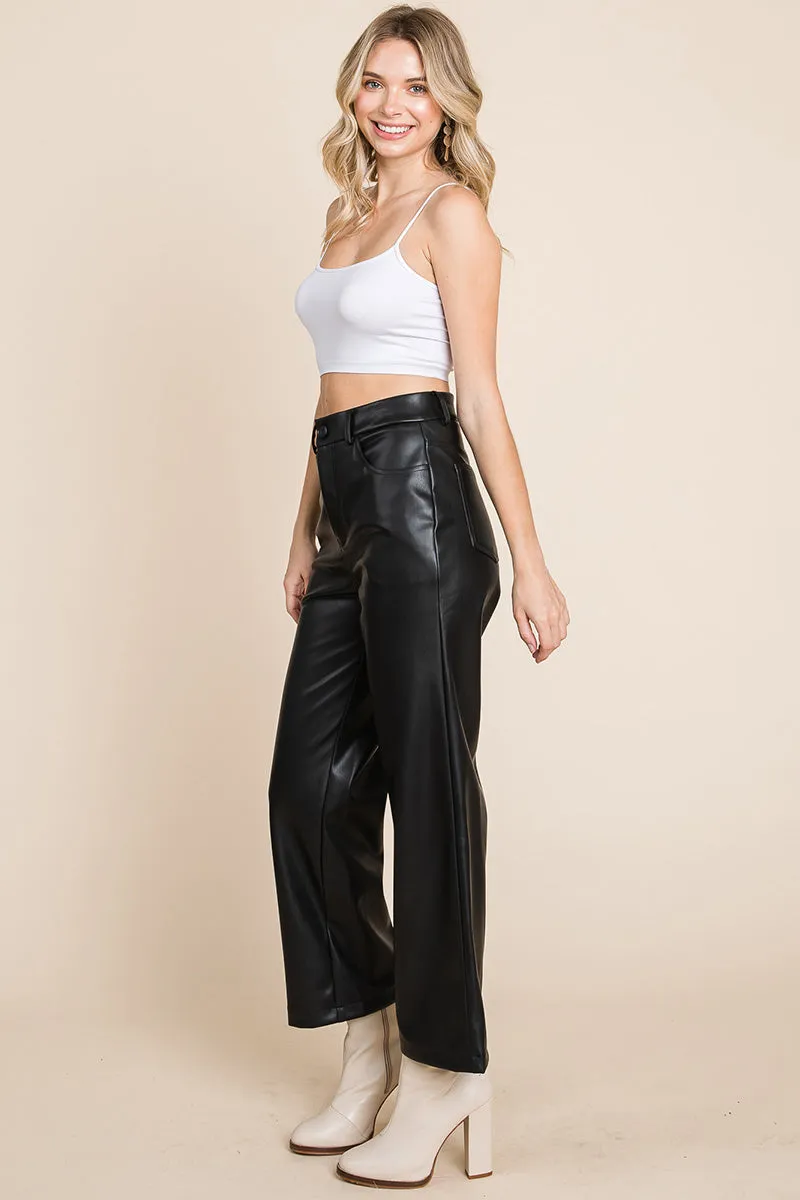 Faux high Quality Leather Wide Leg Pants