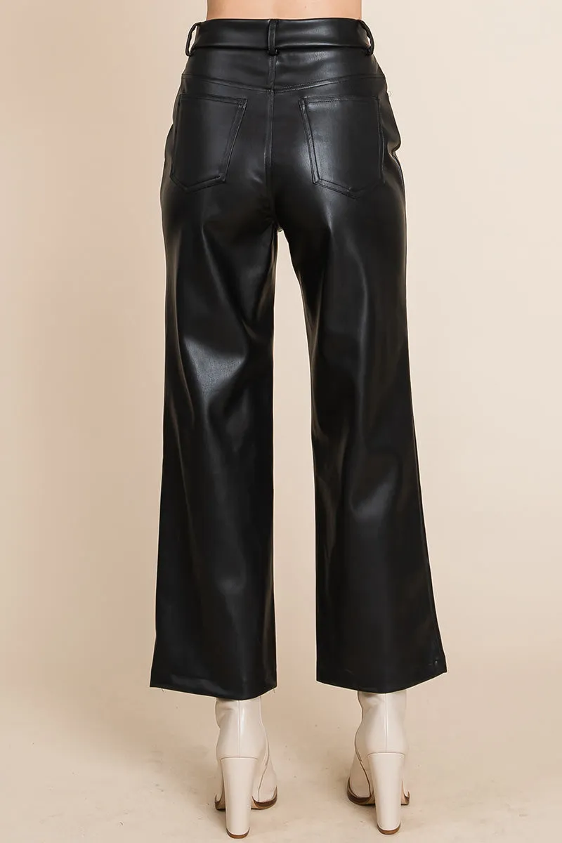 Faux high Quality Leather Wide Leg Pants