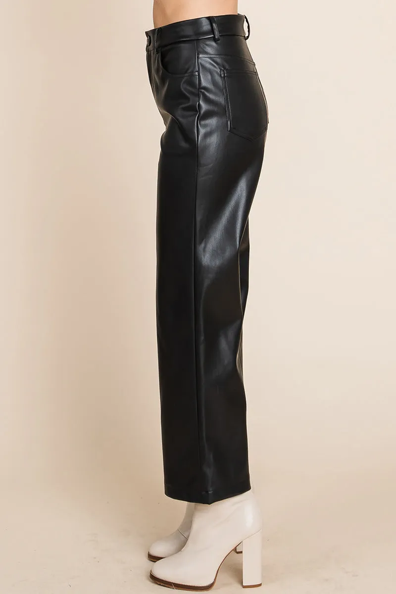 Faux high Quality Leather Wide Leg Pants