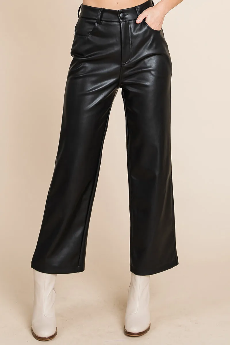 Faux high Quality Leather Wide Leg Pants