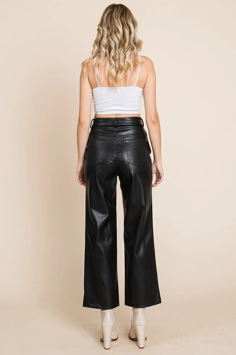 Faux high Quality Leather Wide Leg Pants