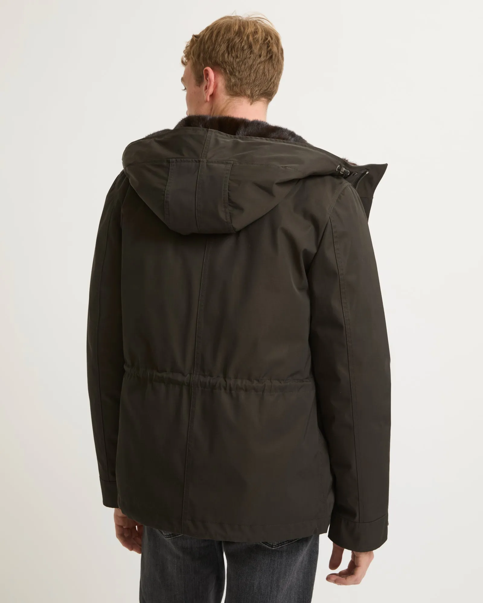 Fitted Parka In Technical Gabardine And Mink