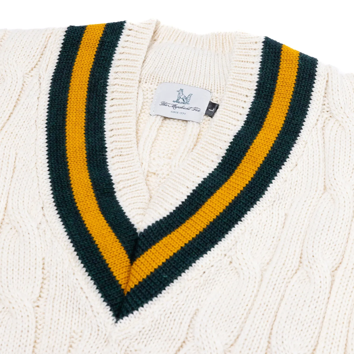 Fox Brothers x MJ: Original Cricket Pullover "Fox Club" aus britischer Wolle