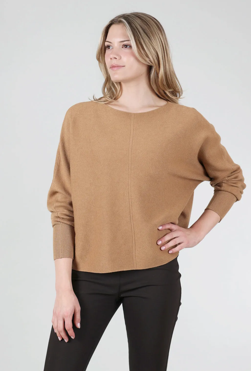 Hip-Skim Dolman Sweater, Dark Doe