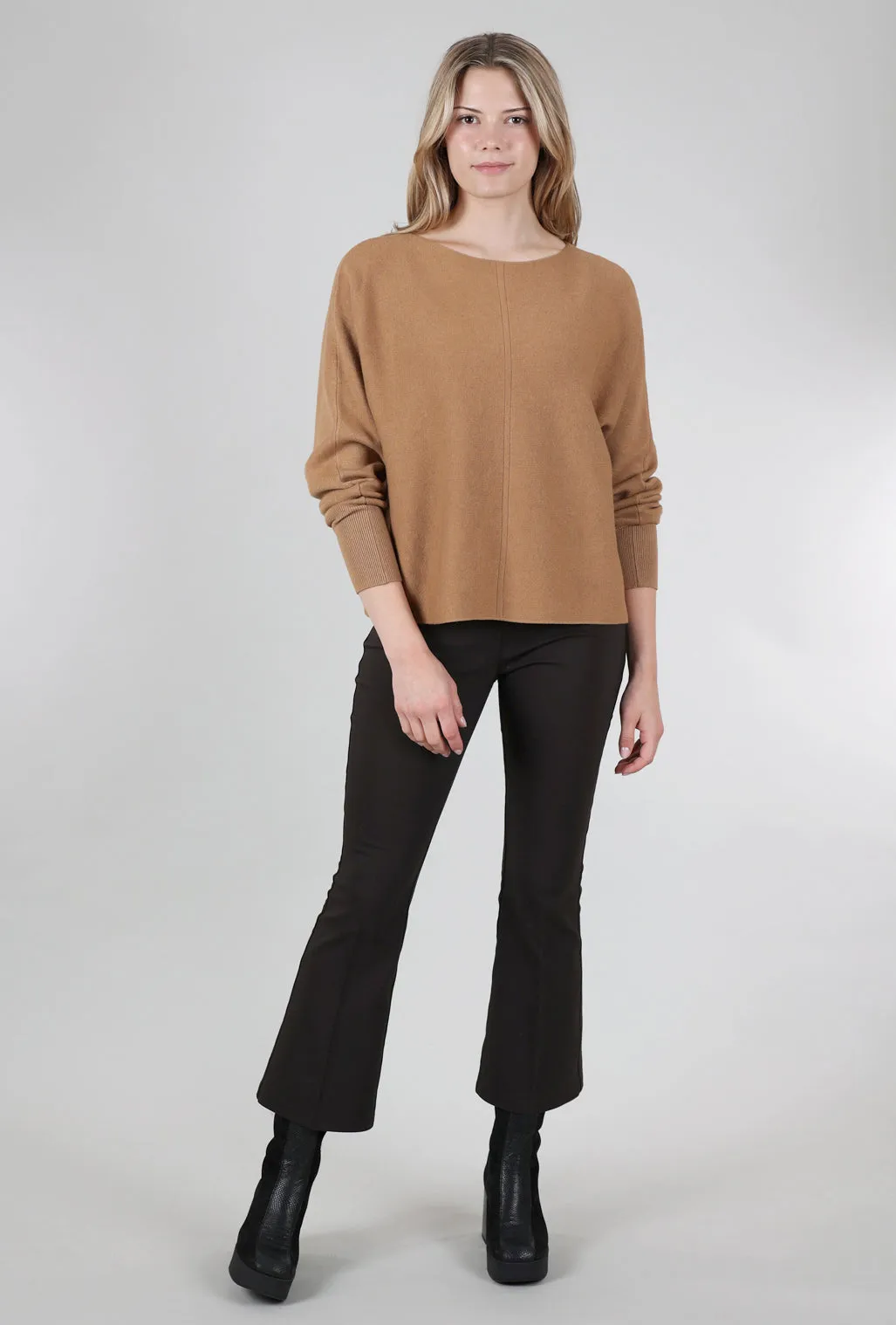 Hip-Skim Dolman Sweater, Dark Doe