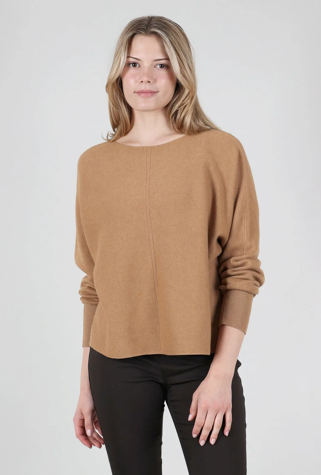 Hip-Skim Dolman Sweater, Dark Doe