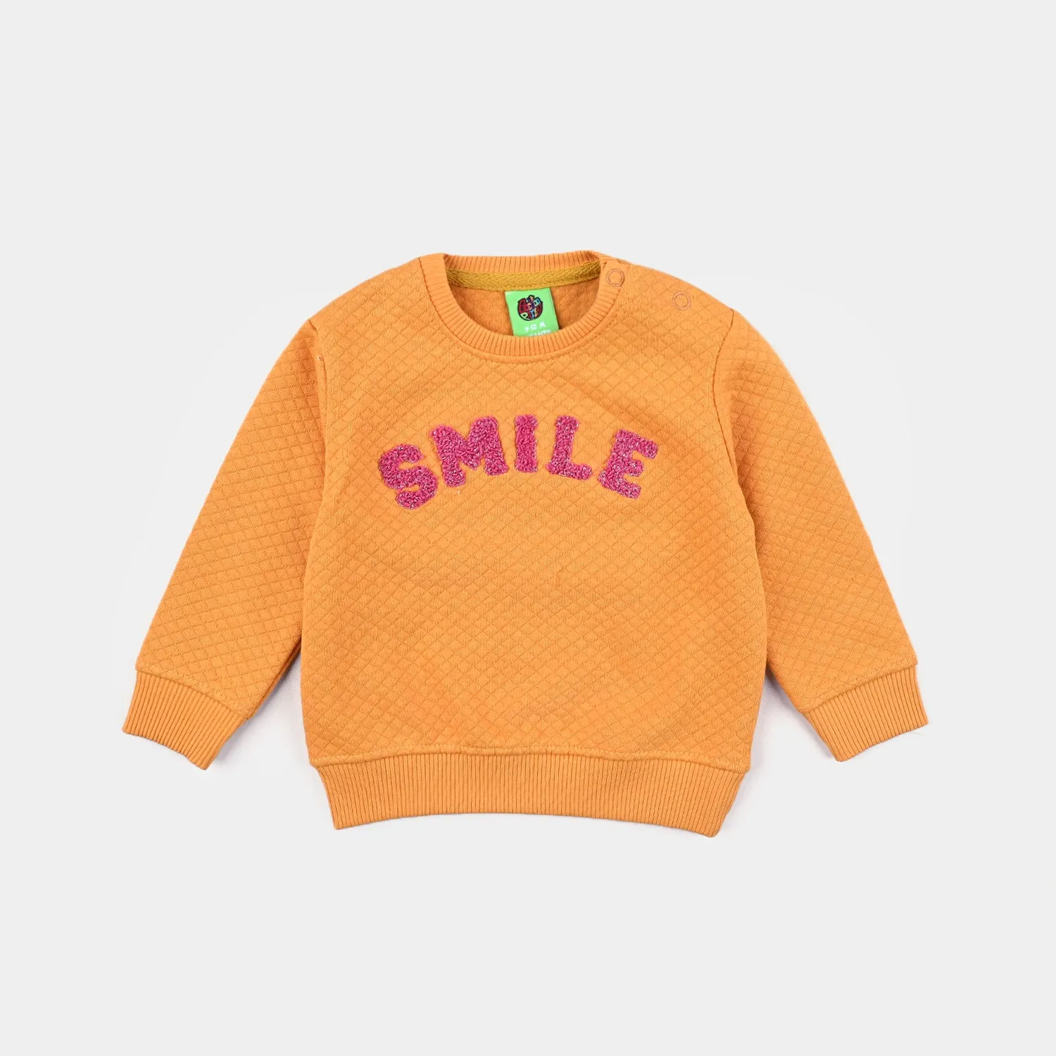 Infant Girls Quilted Sweatshirt Smile- Yellow