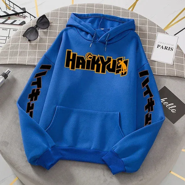 Japan Anime Haikyuu Manga Prints Hoodies Mens New Fashion Hoody Hip Hop Fleece Sweatshirts Crewneck Pullovers Cute Clothing Man