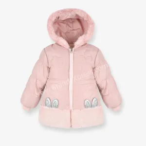 JPF Rabbit Style Warm Inner Pink Hooded Puffer Jacket 9812