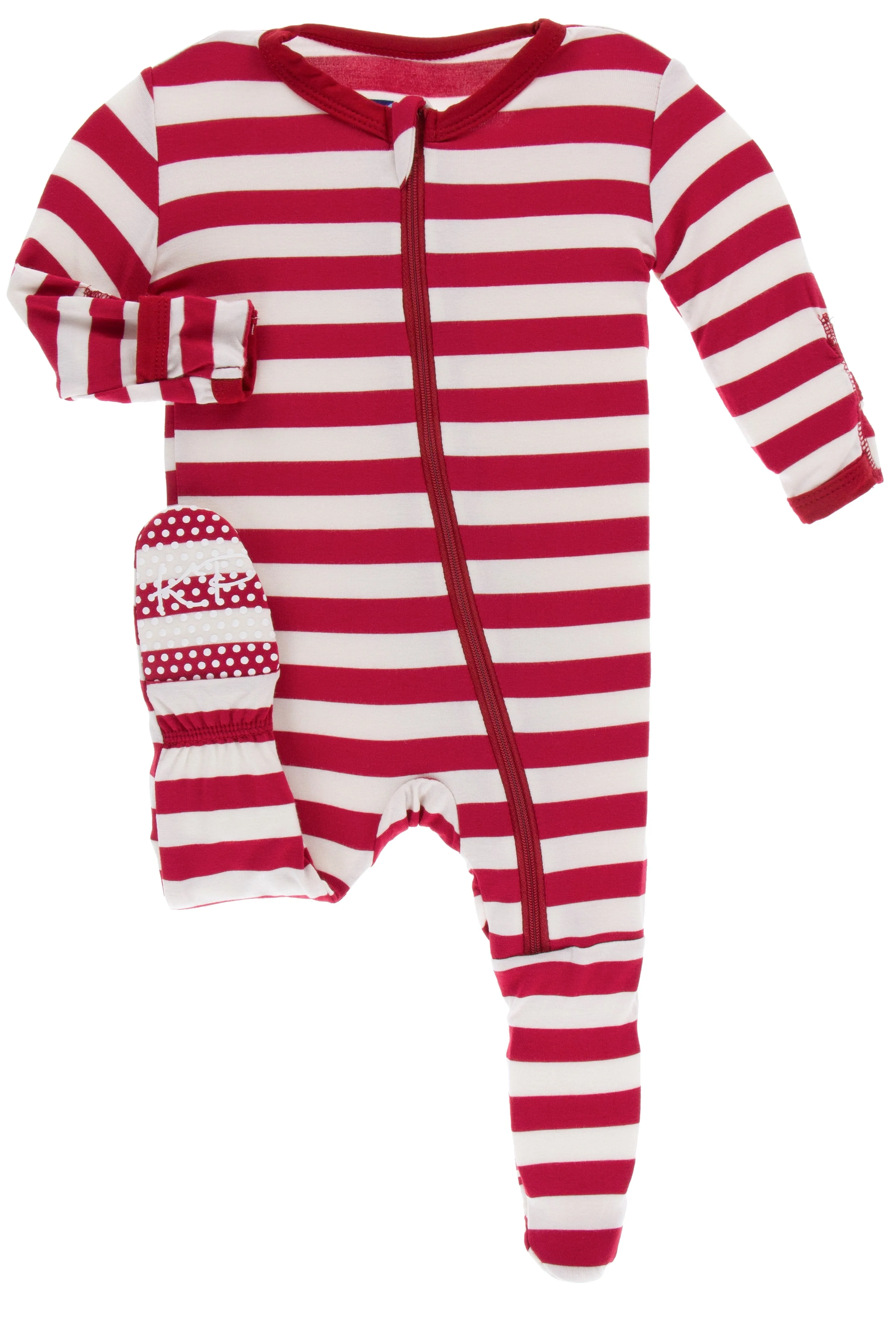 KicKee Pants Candy Cane Stripe 2019 Footie with Zipper