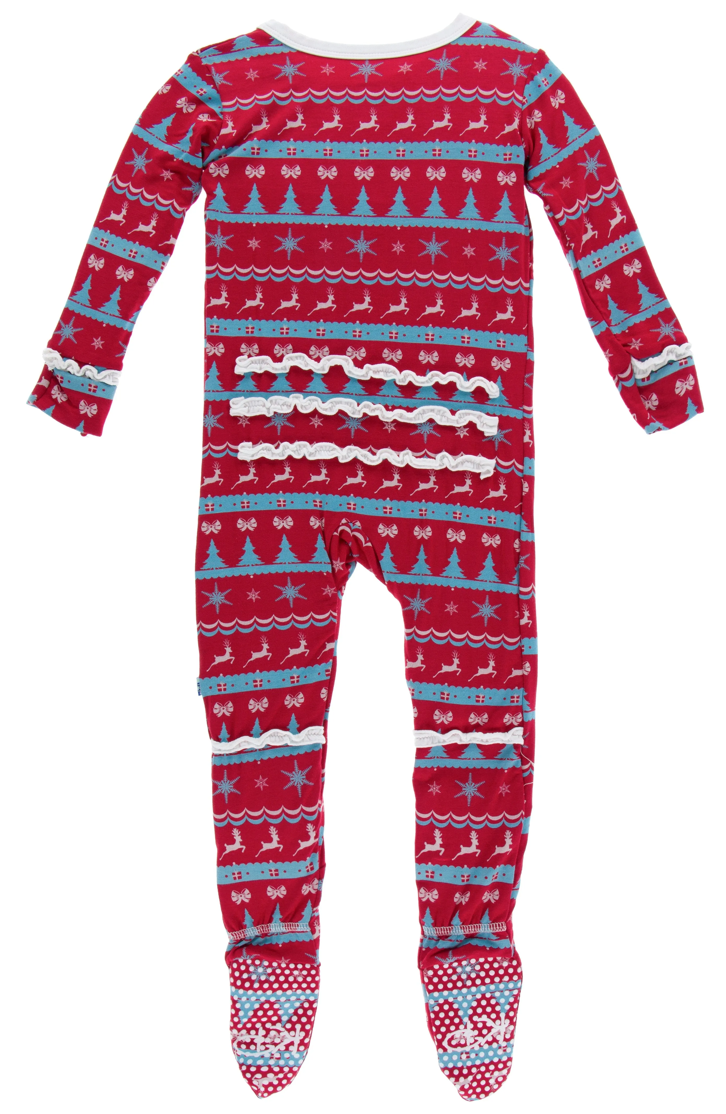 KicKee Pants Nordic Print Layette Ruffle Footie with Zipper