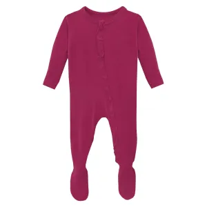 KicKee Pants Solid Berry Classic Ruffle Footie with Zipper