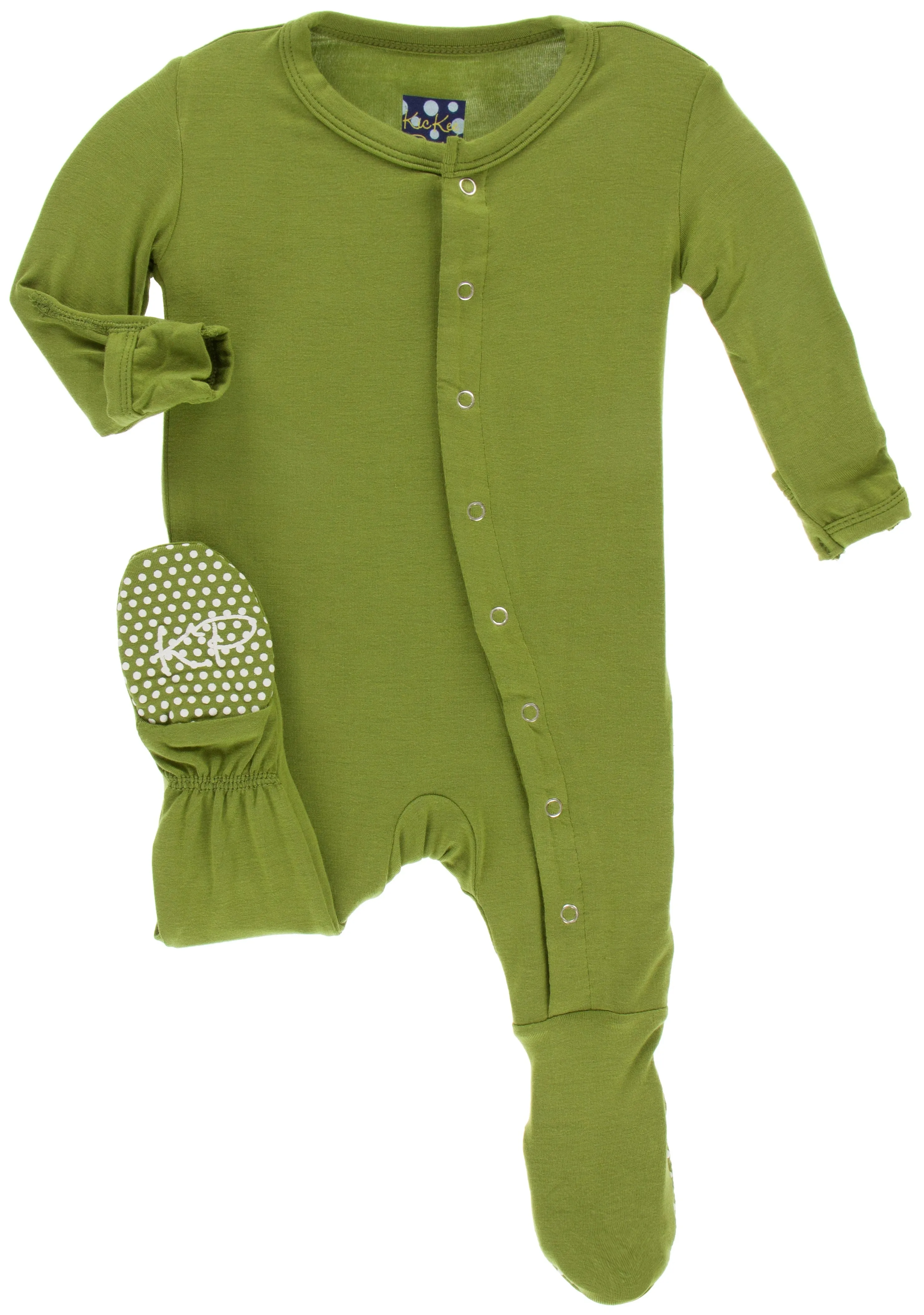 KicKee Pants Solid Grasshopper Footie with Snaps