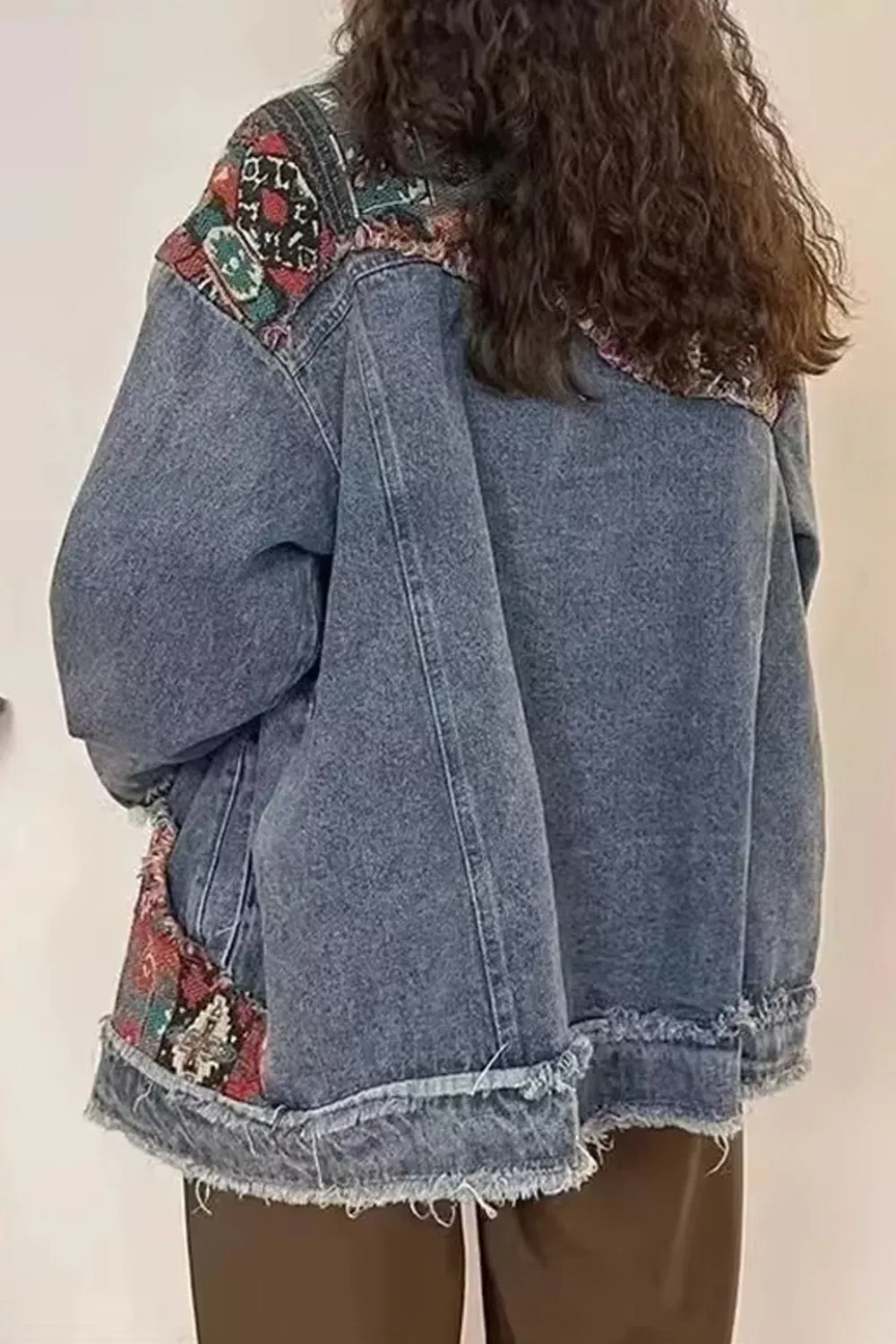 Long Sleeve Vintage Boho Embroidery Denim Jacket