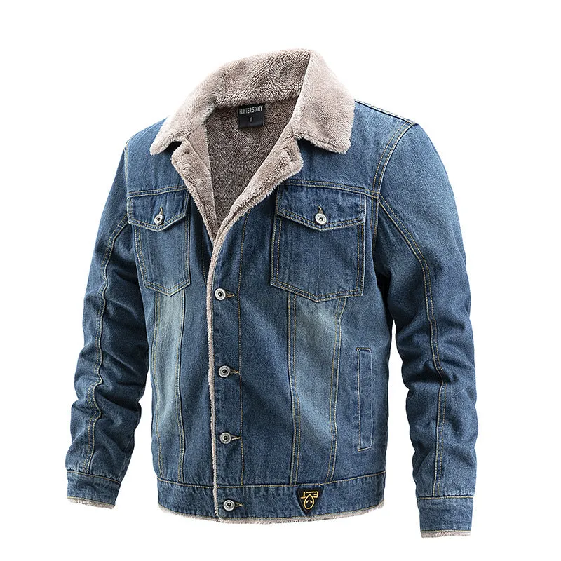 Men's Denim Jacket Winter Fleece Warm Jacket