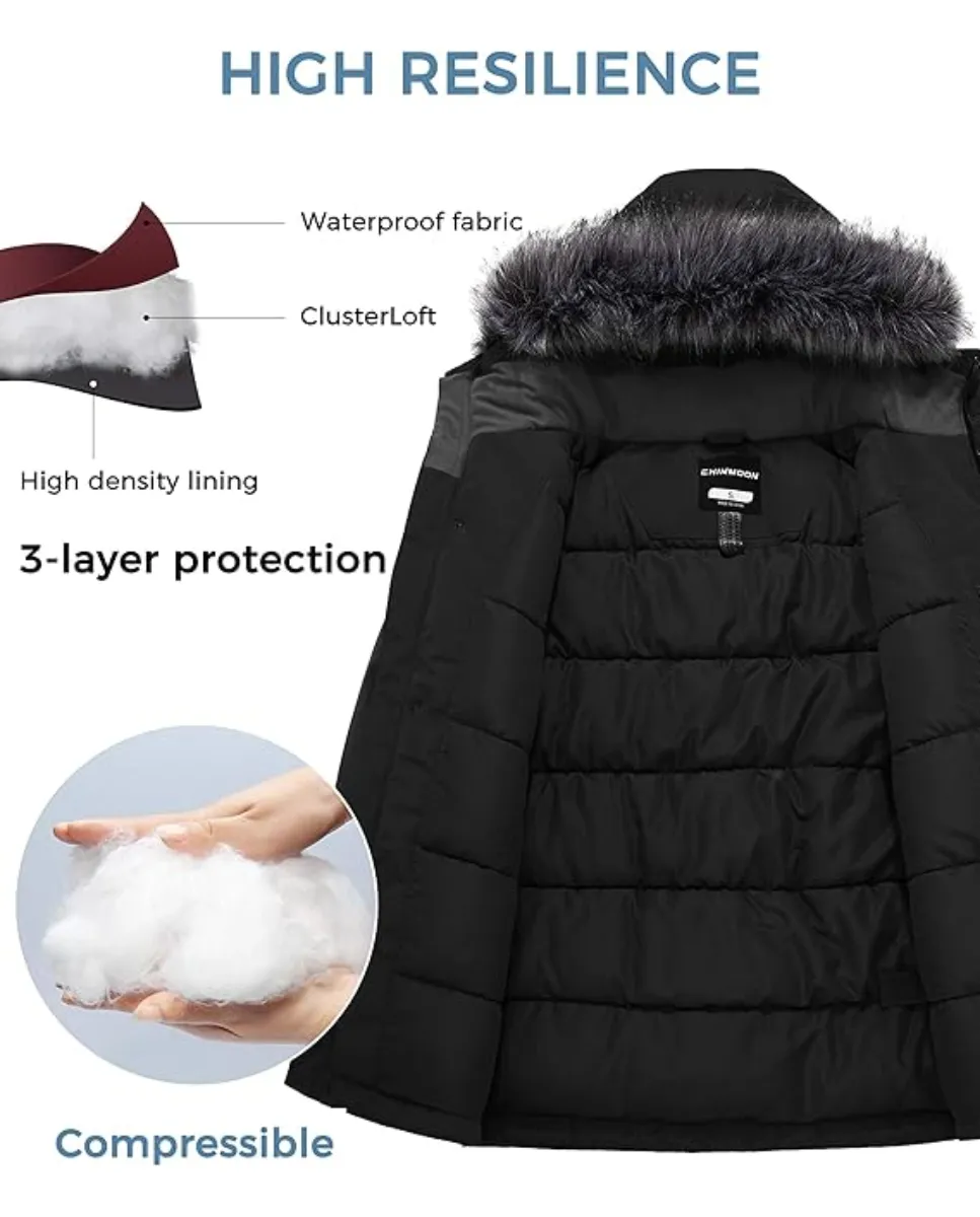 Parka de invierno para hombre, cálida y resistente al agua, con capucha desmontable