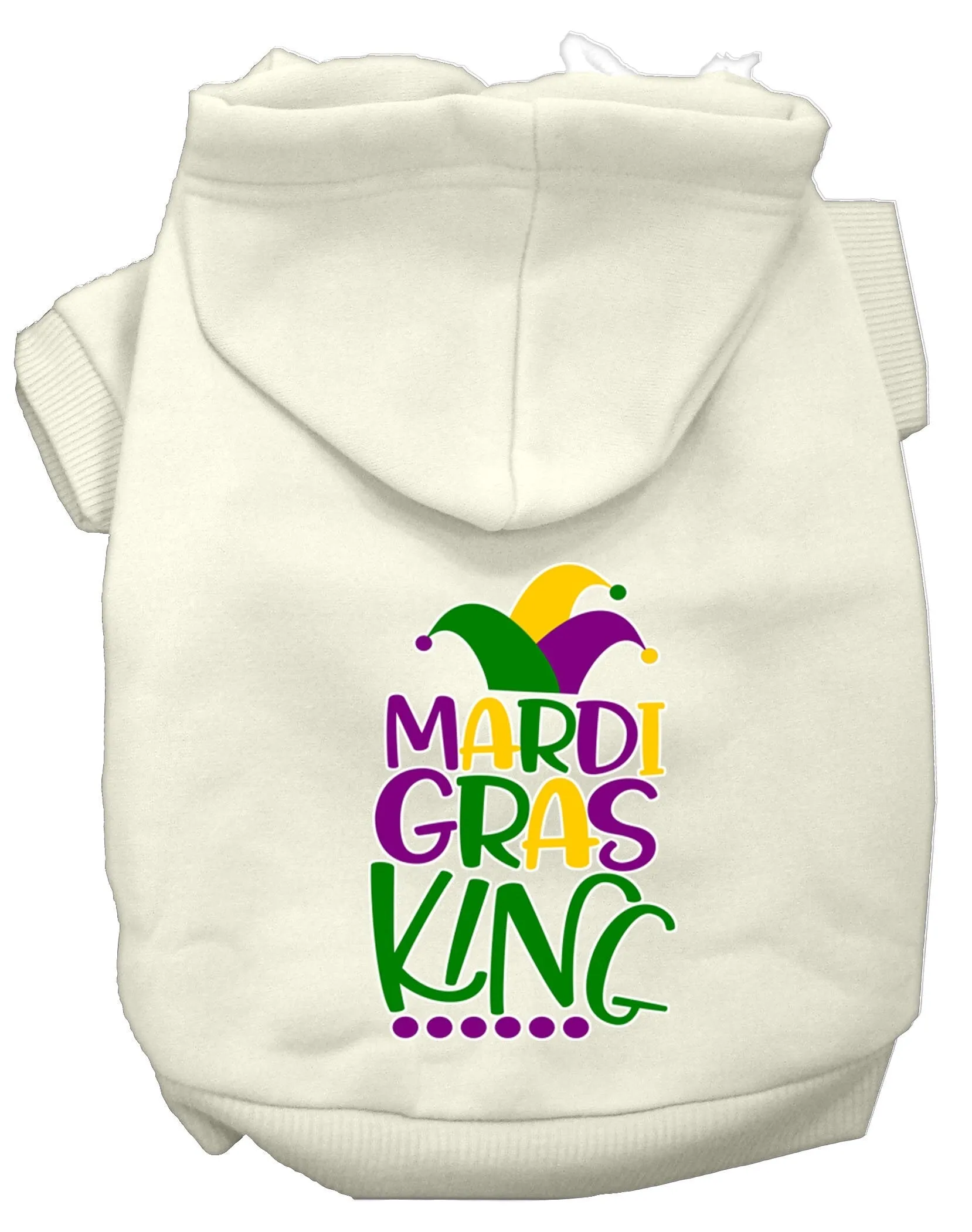 Pet Dog & Cat Hoodie Screen Printed, "Mardi Gras King"