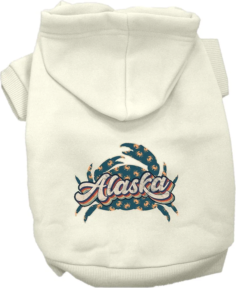 Pet Dog & Cat Screen Printed Hoodie for Medium to Large Pets (Sizes 2XL-6XL), "Alaska Retro Crabs"