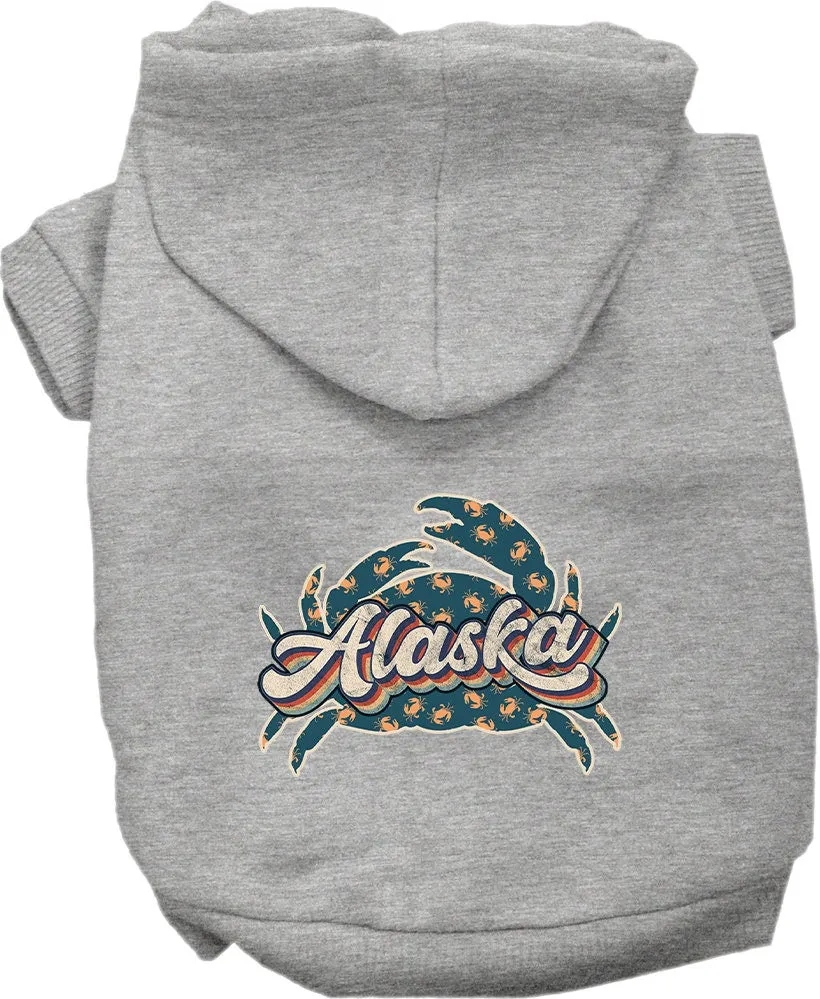 Pet Dog & Cat Screen Printed Hoodie for Medium to Large Pets (Sizes 2XL-6XL), "Alaska Retro Crabs"