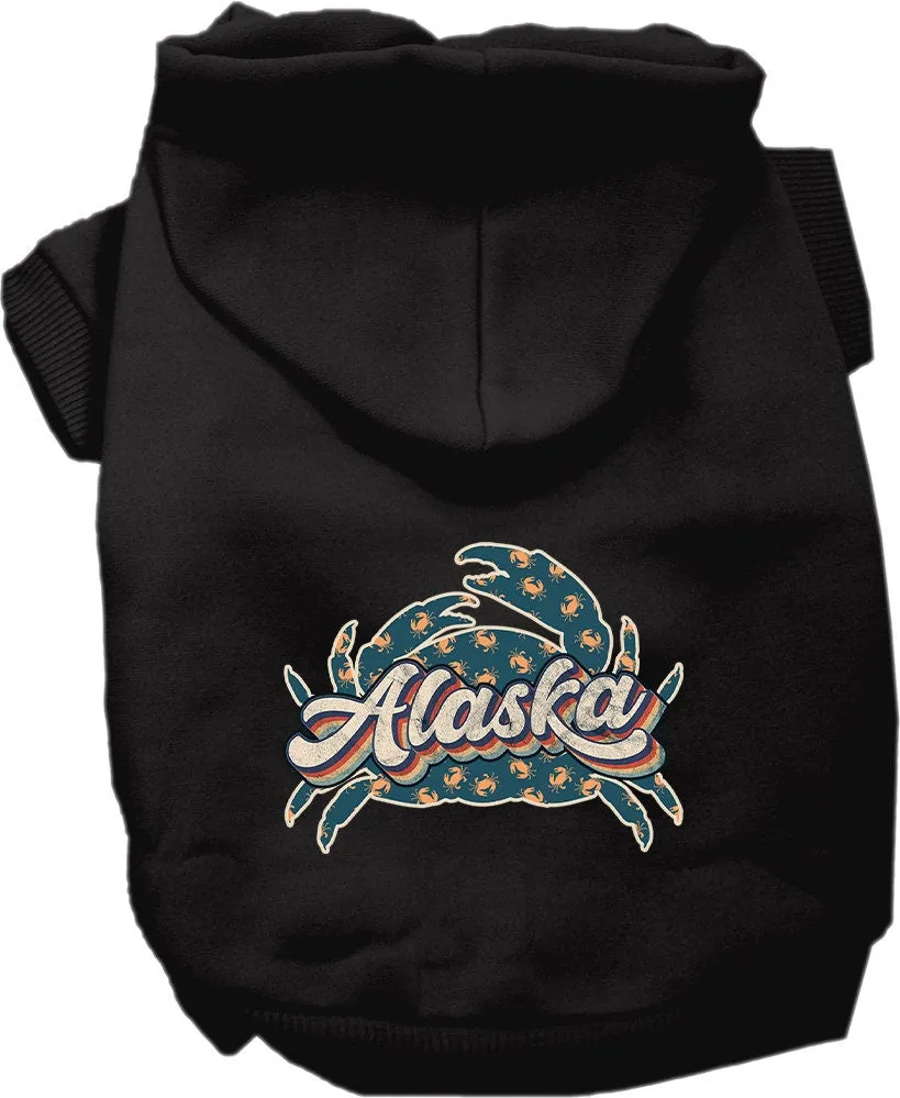 Pet Dog & Cat Screen Printed Hoodie for Medium to Large Pets (Sizes 2XL-6XL), "Alaska Retro Crabs"