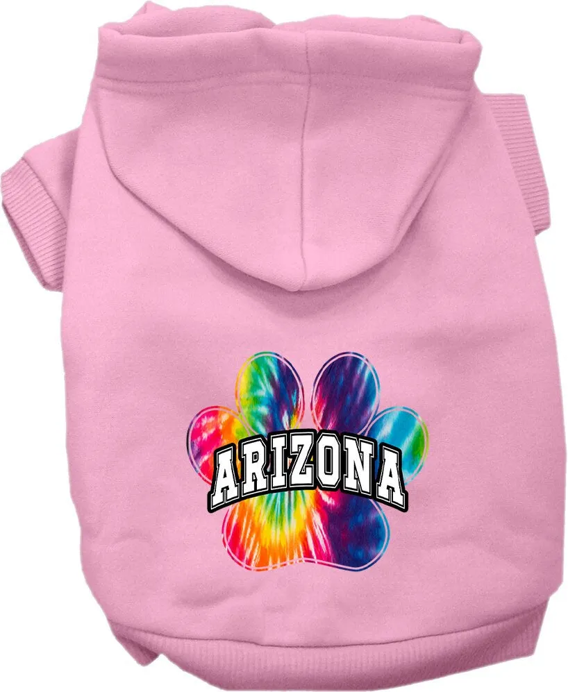 Pet Dog & Cat Screen Printed Hoodie for Small to Medium Pets (Sizes XS-XL), "Arizona Bright Tie Dye"