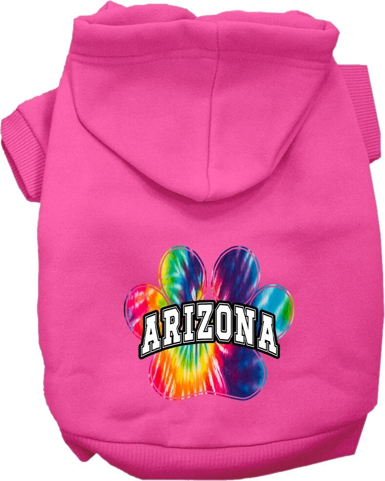 Pet Dog & Cat Screen Printed Hoodie for Small to Medium Pets (Sizes XS-XL), "Arizona Bright Tie Dye"