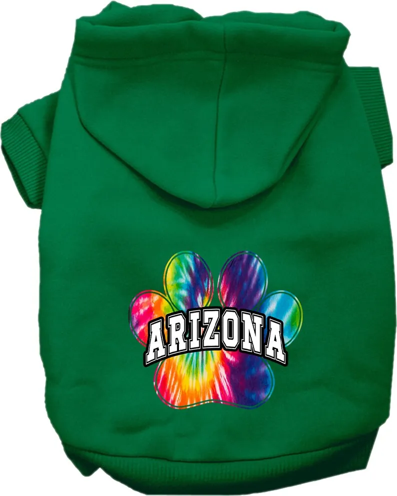 Pet Dog & Cat Screen Printed Hoodie for Small to Medium Pets (Sizes XS-XL), "Arizona Bright Tie Dye"