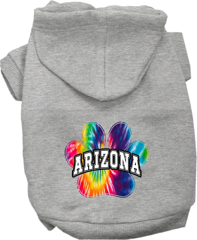 Pet Dog & Cat Screen Printed Hoodie for Small to Medium Pets (Sizes XS-XL), "Arizona Bright Tie Dye"