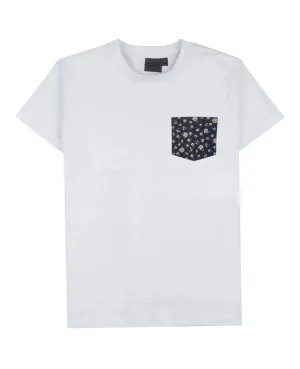 Pocket Tee - White - Indigo Romantic Flower