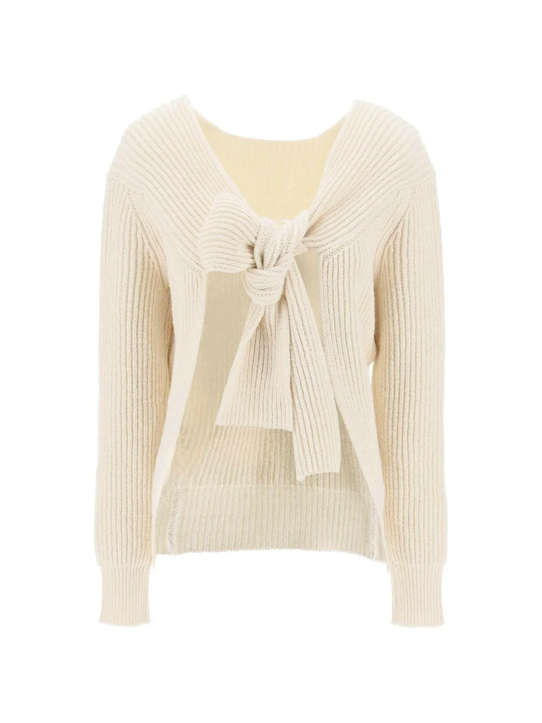 Ribbed Front-Tie Knit Sweater