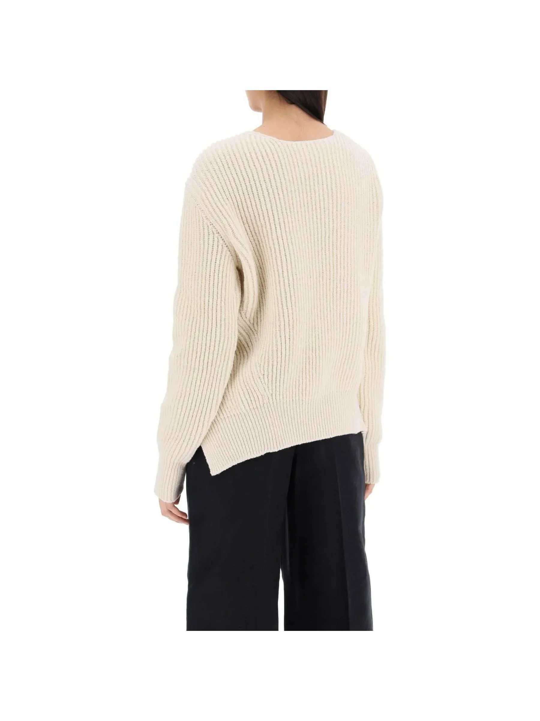 Ribbed Front-Tie Knit Sweater