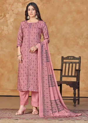 Rivaa Pink Pashmina Unstitched Winter Suit Dress Material for Ladies