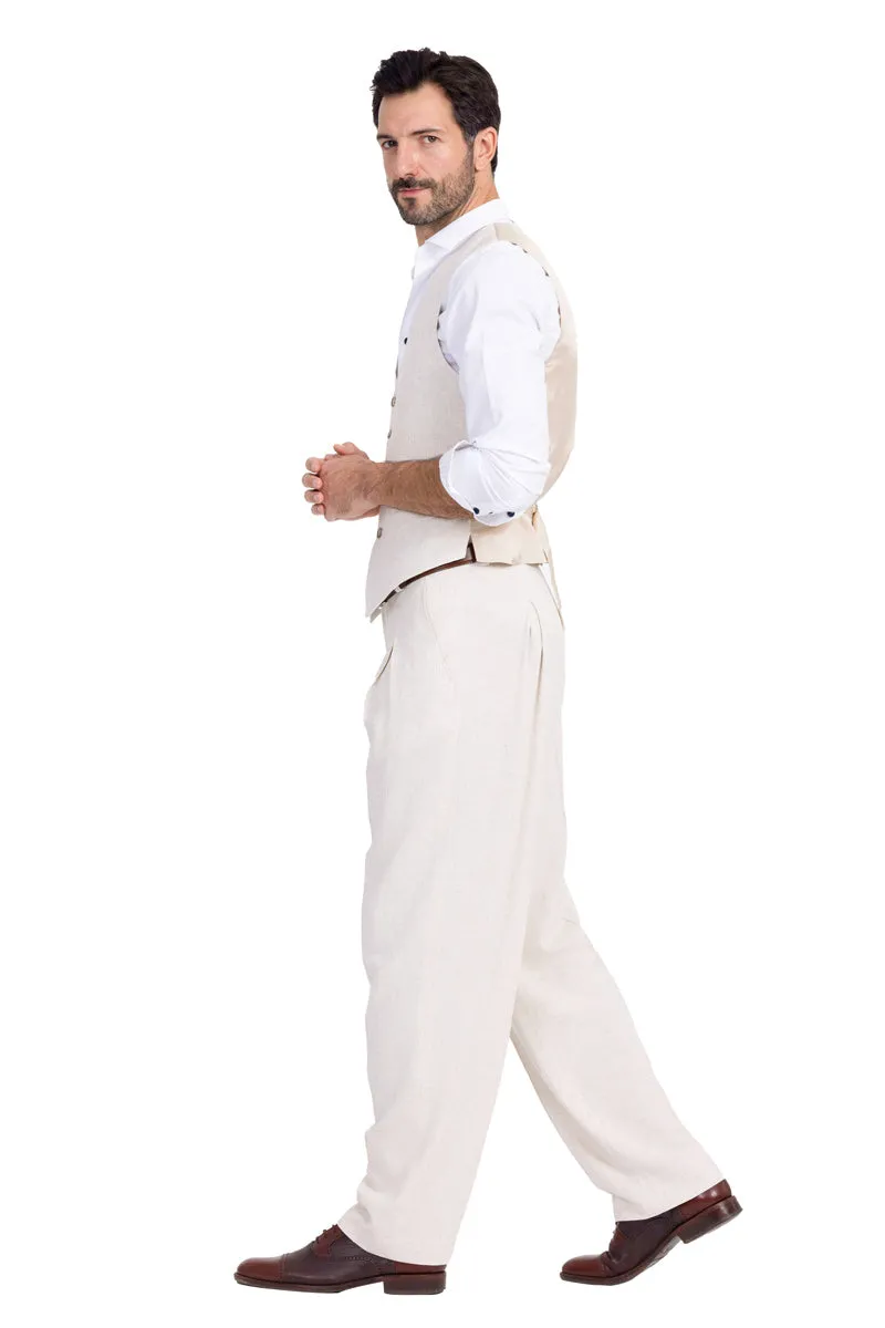 Sand Beige Tango Trousers With Front And Back Pleat