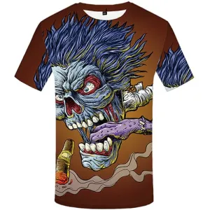 Skull T-shirt Men Smoke T-shirts 3d Colorful T shirts Funny Short Sleeve