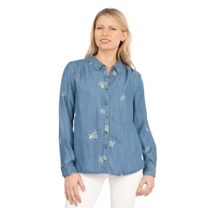 White Stuff Day Break Blue Soft Light Denim Long Sleeve Relaxed Shirts