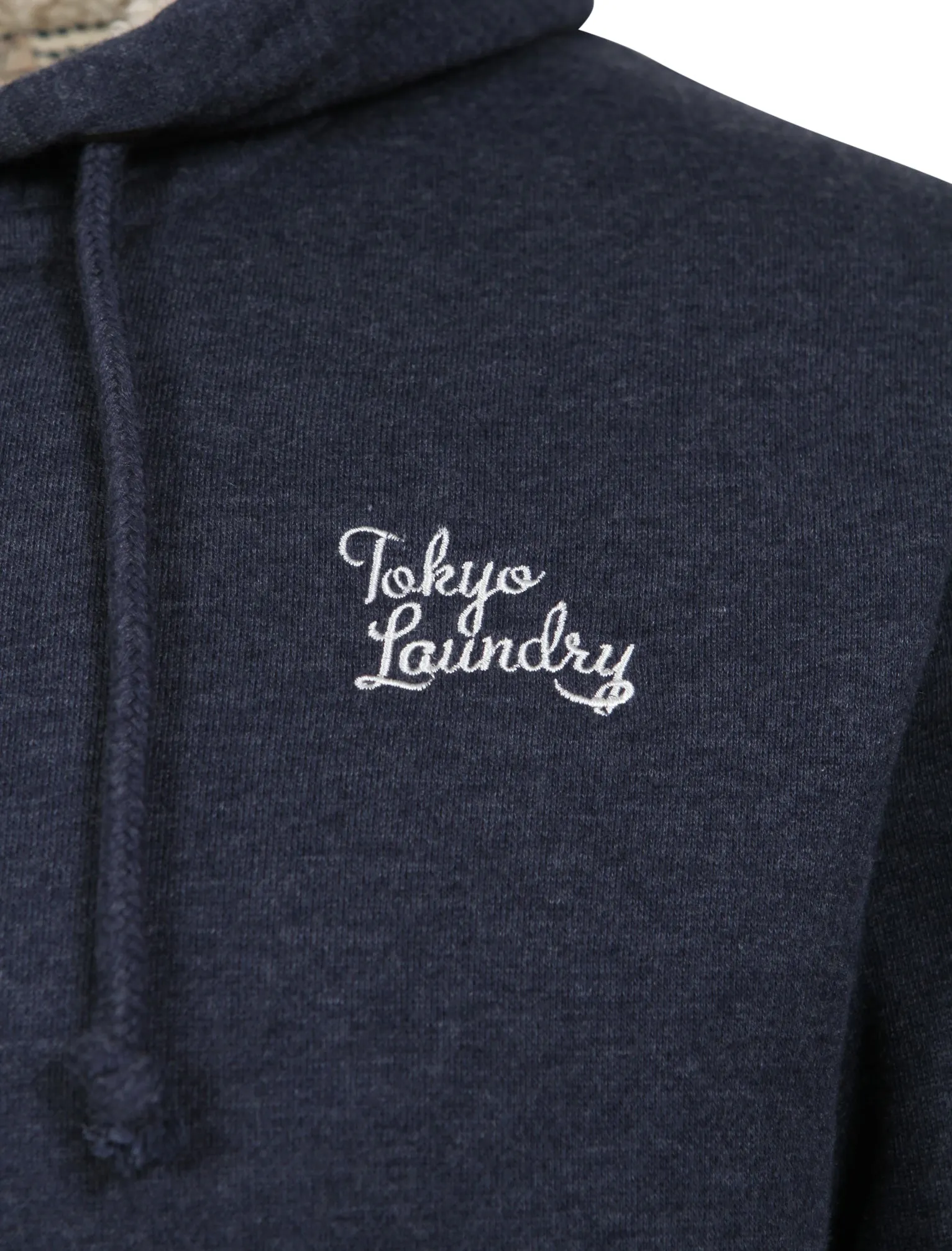 Wolfe Point Borg Lined Zip Through Hoodie In Mood Indigo Marl - Tokyo Laundry