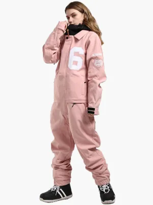 Women's Fashion Winter Waterproof Pink One Piece Snowboard Suits